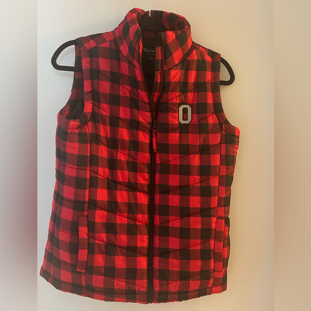Ohio State Logo plaid Quilted Vest